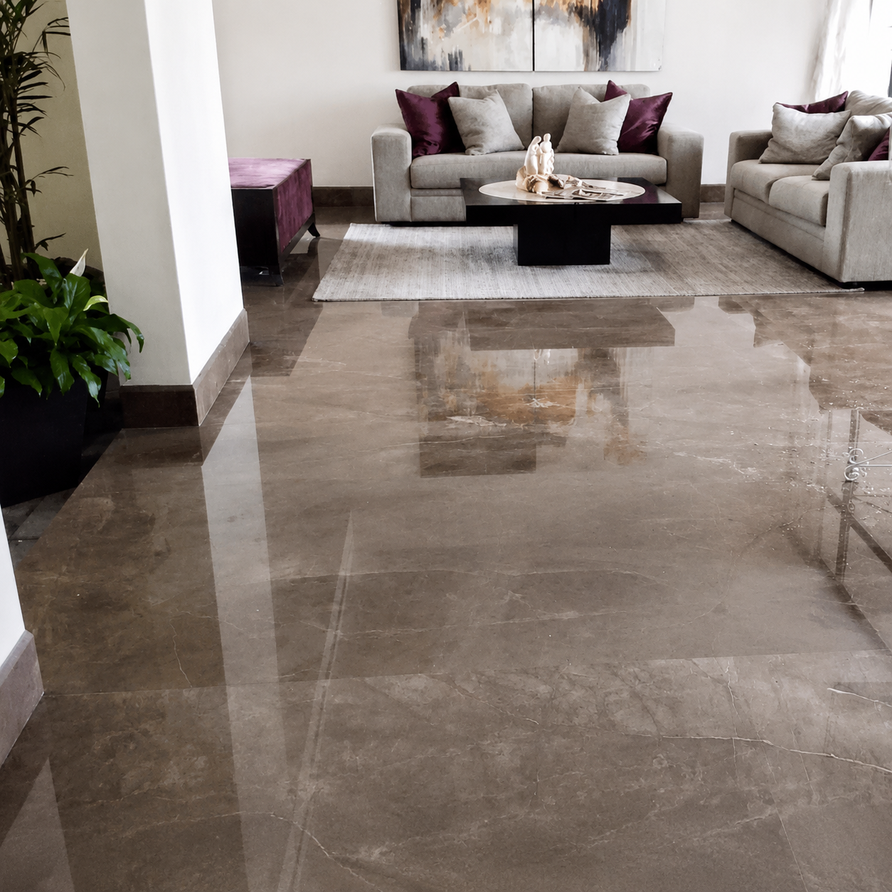 Piso de mármol gris natural