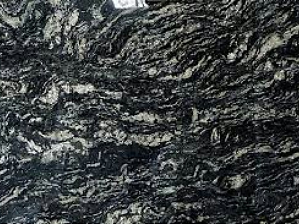 Granito Blue Fantasy negro con veteado plateado